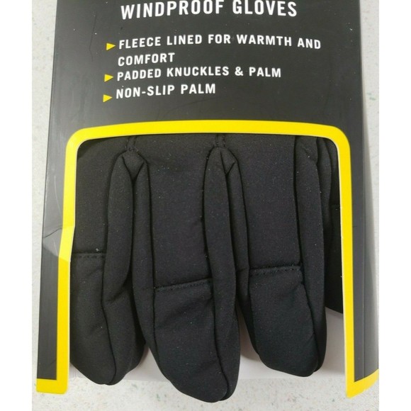 Mossy Oak Wind Proof Black Gloves Fleece Lined Padded Knuckles Non Slip Palm Med - Picture 3 of 11